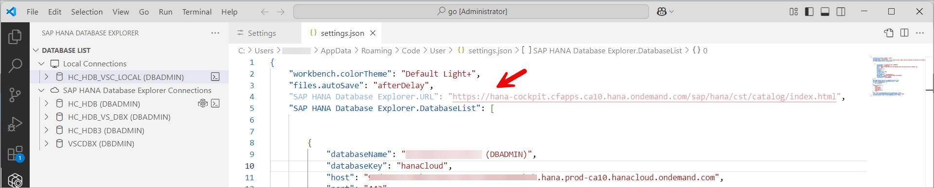 Edit settings.json