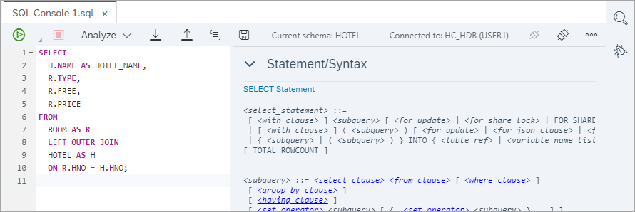 Query with the SQL Console in SAP HANA Database Explorer | SAP Tutorials