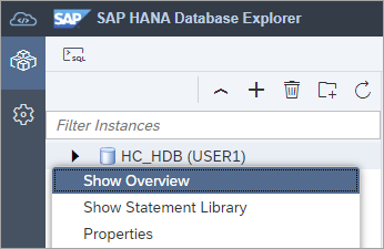 Database overview menu