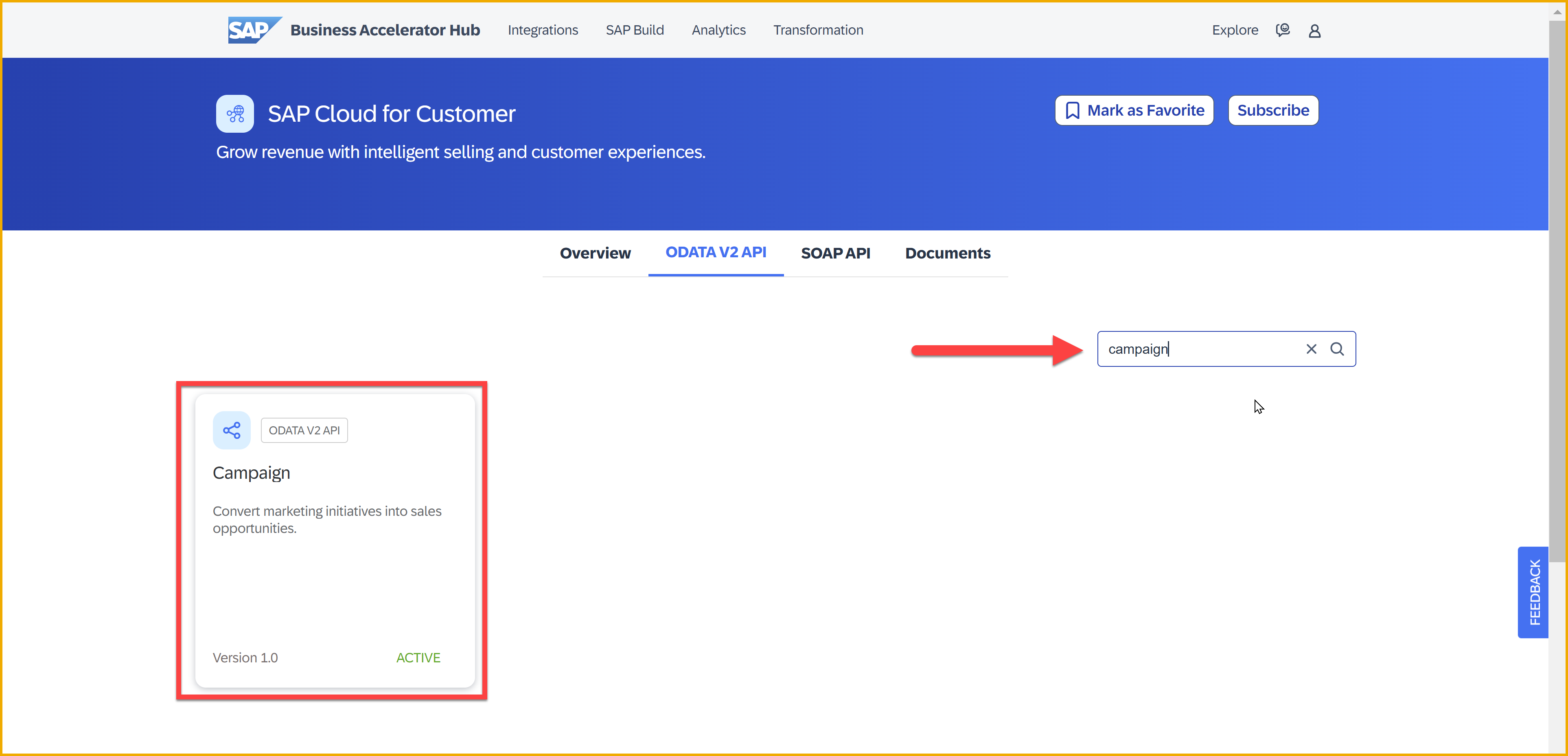 SAP Cloud for Customer API package details
