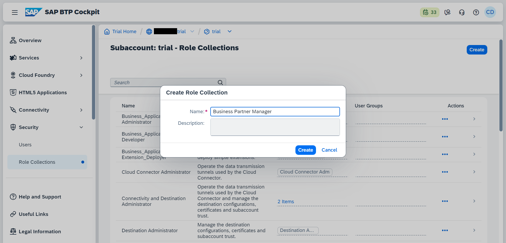 Creating a Role Collection