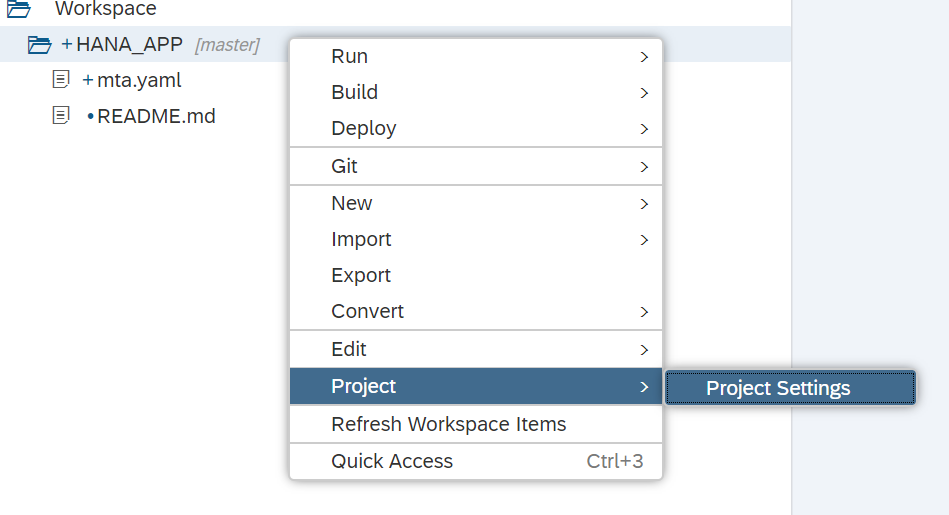 Project Settings for Git repository